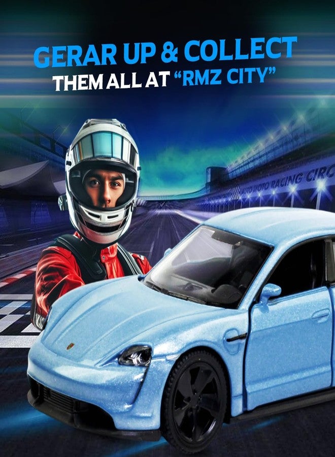 آر إم زد سيتي سيارة لعبة بورش تايكان توربو إس 2020 من آر إم زد سيتي، مصنوعة من المعدن المصبوب، مقاس 5 بوصات، بمقياس 1:40 | سيارة مرخصة قابلة للتحصيل مع أبواب قابلة للفتح وآلية سحب للخلف | سلسلة عالمية لعشاق السيارات | أزرق سماوي - Image 5